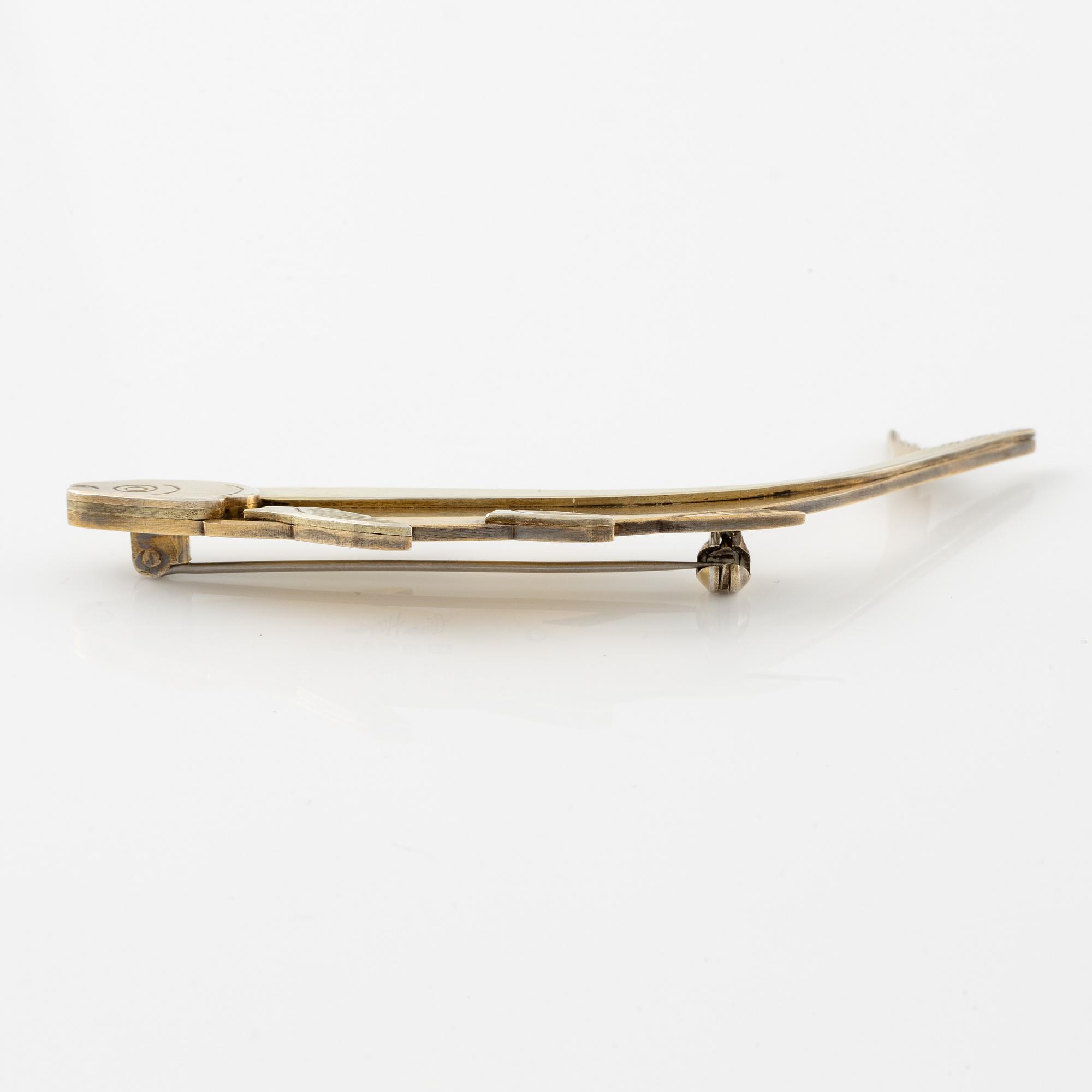 Wiwen Nilsson, a brooch in the form of a fish, sterling silver, Lund 1962.