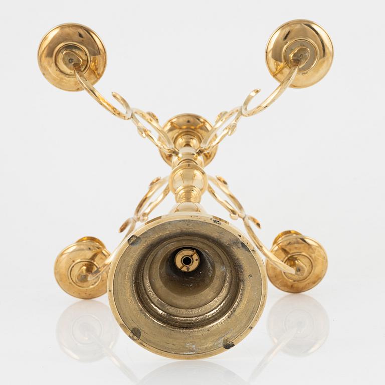 A brass candelabra, Skultuna Messingsbruk, 1989.