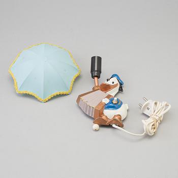 A mid 20th century metal Donald Duck Walt Disney Productions wall light.
