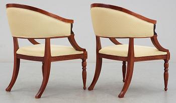 BALJFÅTÖLJER, ett par, empirestil, modern tillverkning.