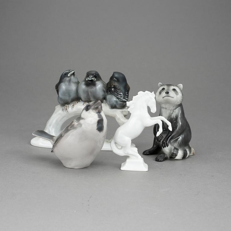 FIGURINER 4 st, porslin. Royal Copenhagen, Bing & Gröndahl, Rosenthal, 1900-tal.