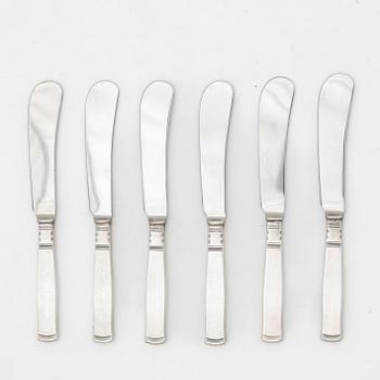 Jacob Ängman, smörknivar, 6 st, silver, "Rosenholm", GAB, Eskilstuna 1990-93.