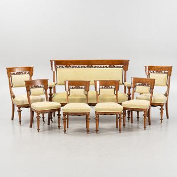 A sofa, two armchairs and four chairs, mahognay, Baltic area, second part of the 19th Century.