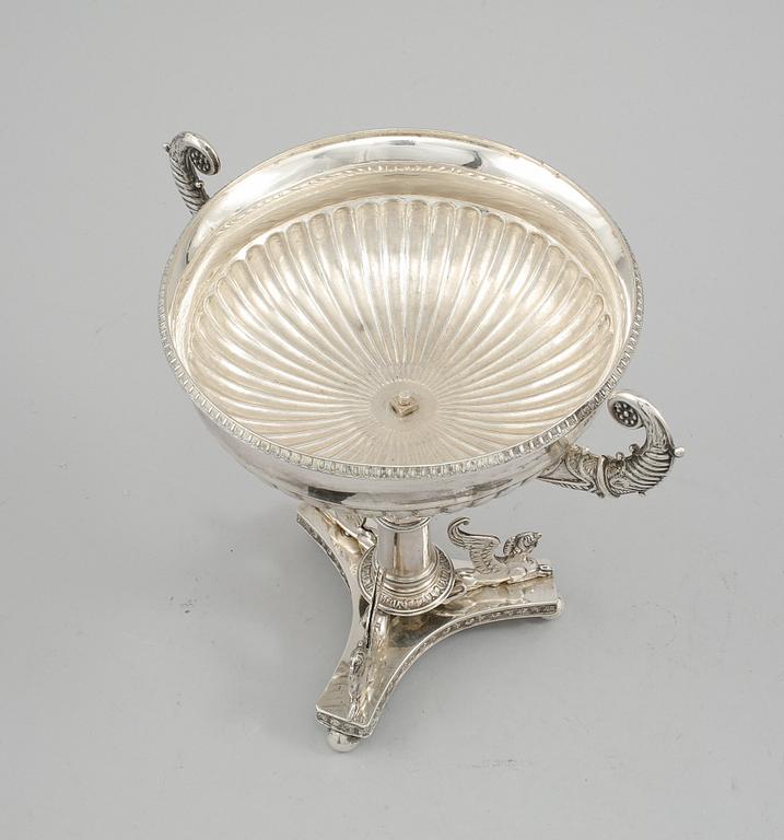 STRÖSOCKERSKÅL, silver, Jakob S Lundberg, Stockholm, empire, 1828, vikt 754 gram .