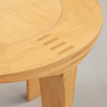 STIG LÖNNGREN, a birch and brown leather sofa and table, Lars Larsson, HI-gruppen, Sweden 1972.