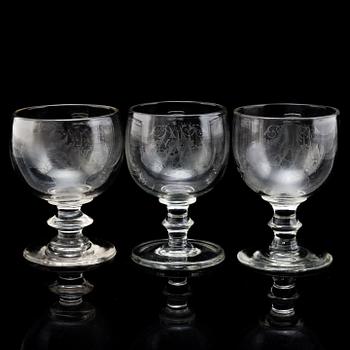 VINGLAS, sex stycken, 1800-tal.