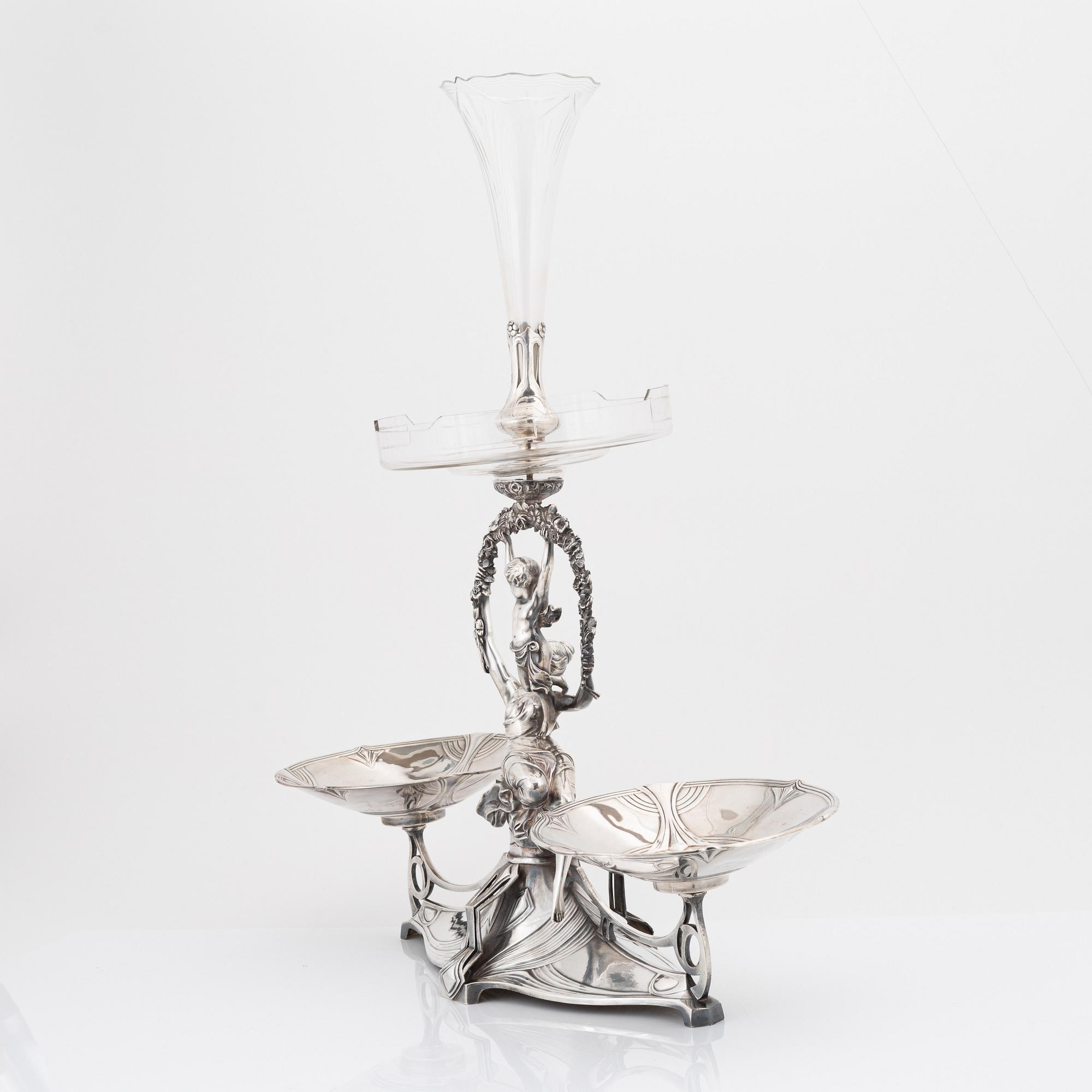 Bordsuppsats, vitmetall, jugend, möjligen WMF.