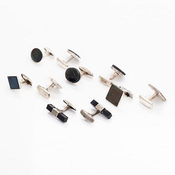 Cufflinks, 5 pairs, spectrolite, silver, Finland.