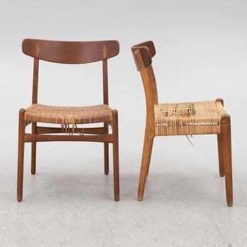 Hans J. Wegner, stolar, 4 st, "Spisestolen/ CH-23", Danmark, 1900-talets andra hälft.
