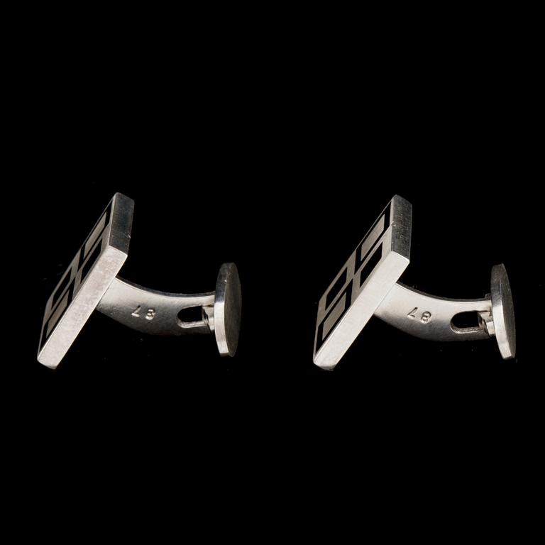 A pair of 'Mosaic' Georg Jensen cufflinks, sterling  Silver and enamel.