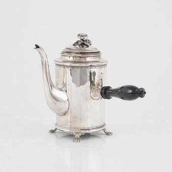 Eric Råström, kaffekanna, silver, sengustaviansk stil, Råströms Silver- O Nysilverfabrik, Stockholm, 1963.