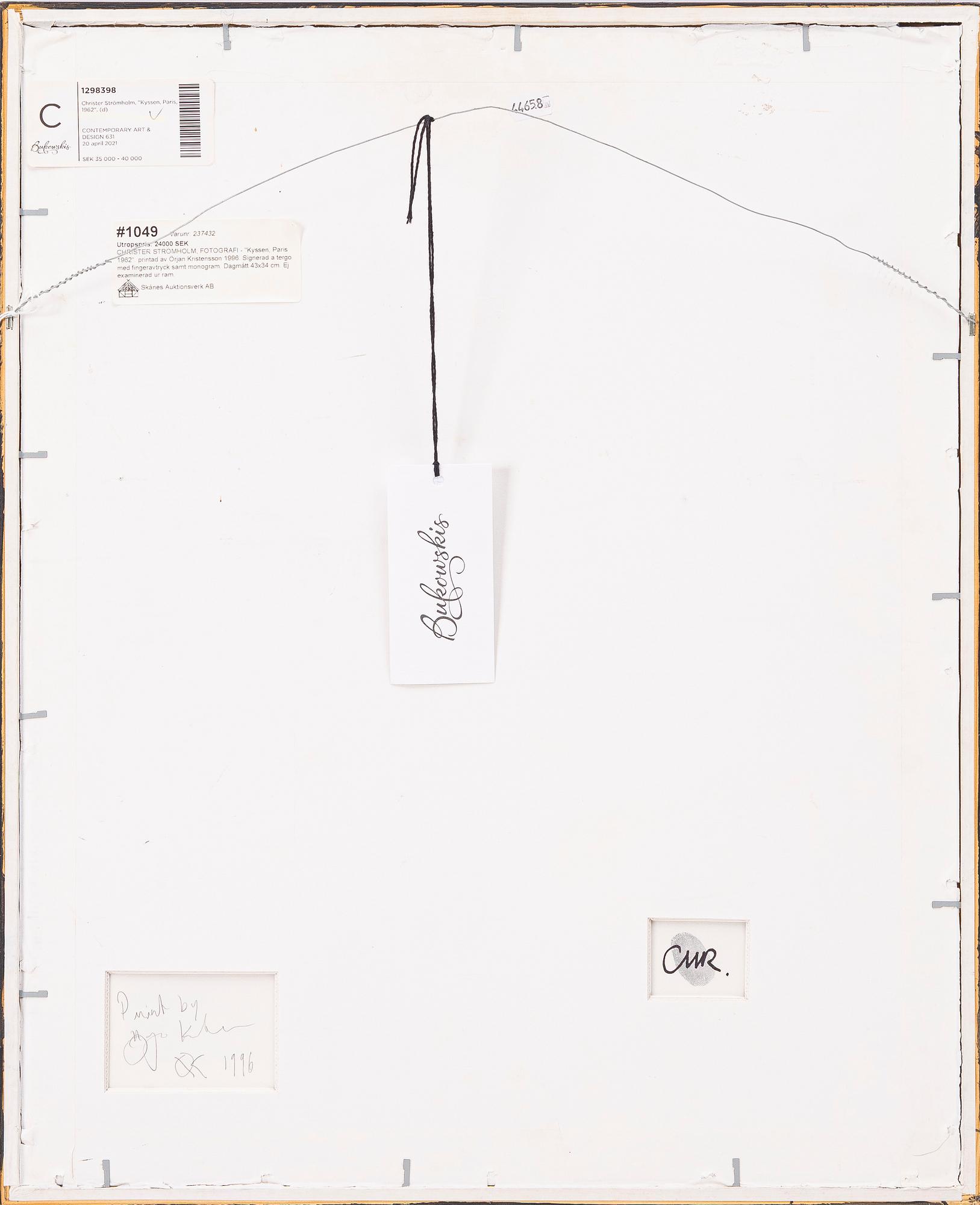 Christer Strömholm, "Kyssen, Paris", 1962.