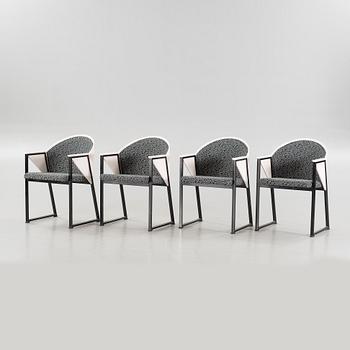 A set of four chairs, probably  Jouko Järvisalo.
Second hälft of the 20th century.