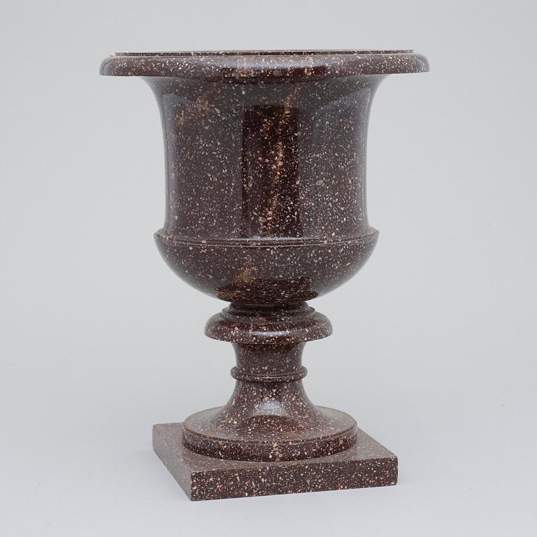 A Swedish Empire 19th century porphyry urn.