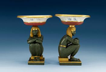 1245. A pair of 'Egyptian' tazzas, Empire. (2).