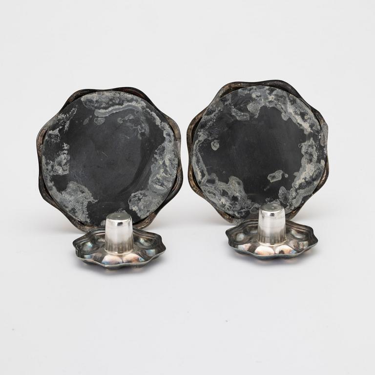 Candlesticks, silver, a pair, C. G. Hallberg, Stockholm, 1946.