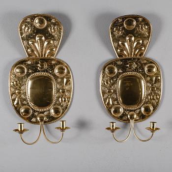 VÄGGPLÅTAR, 1 par, mässing, barockstil, 1900-talets första hälft.