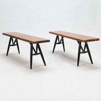 Ilmari Tapiovaara, 1960's 'Pirkka' dining table and benches for Laukaan Puu.