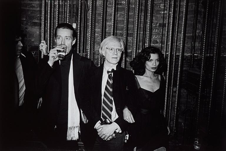 Hasse Persson, "Halston, Andy Warhol, Bianca Jagger backstage, Studio 54", 1977.