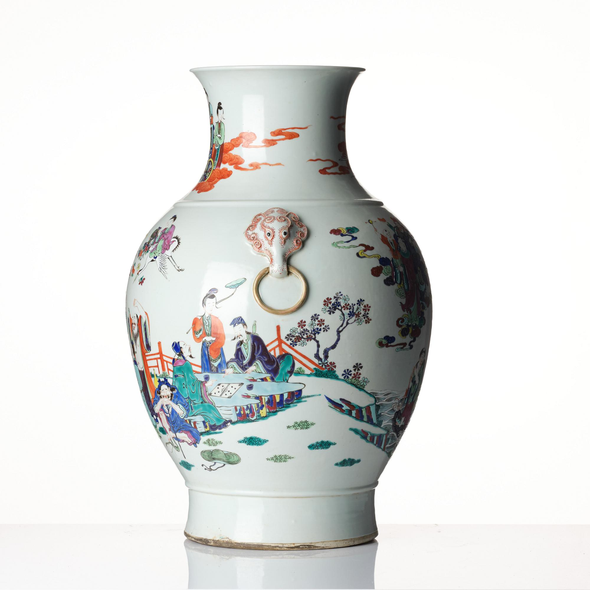 A large 'immortals' vase, mid 20th century.