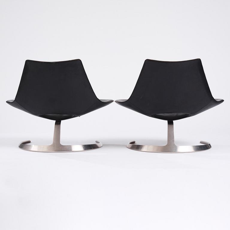 Preben Fabricius & Jørgen Kastholm, a pair of 'Scimitar' easy chairs, Ivan Schlechter, Copenhagen, ca 1962.