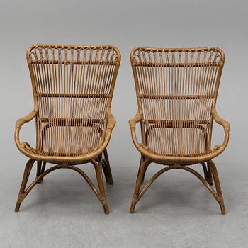A pair of bamboo and rattan easy chairs, Sika-Design.
