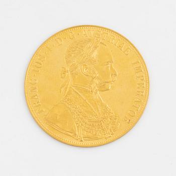 Guldmynt, Österrike-Ungern, 4 Ducat, 1915, senare prägling.