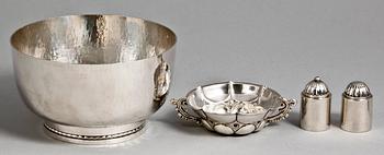 PARTI SILVER, 6 delar, bl.a. Georg Jensen, 1900-tal. Tot vikt ca 495 gram.