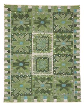 191. Barbro Nilsson, A CARPET, "Nejlikan grön", flat weave, ca 279,5 x 219,5 cm, signed AB MMF BN.