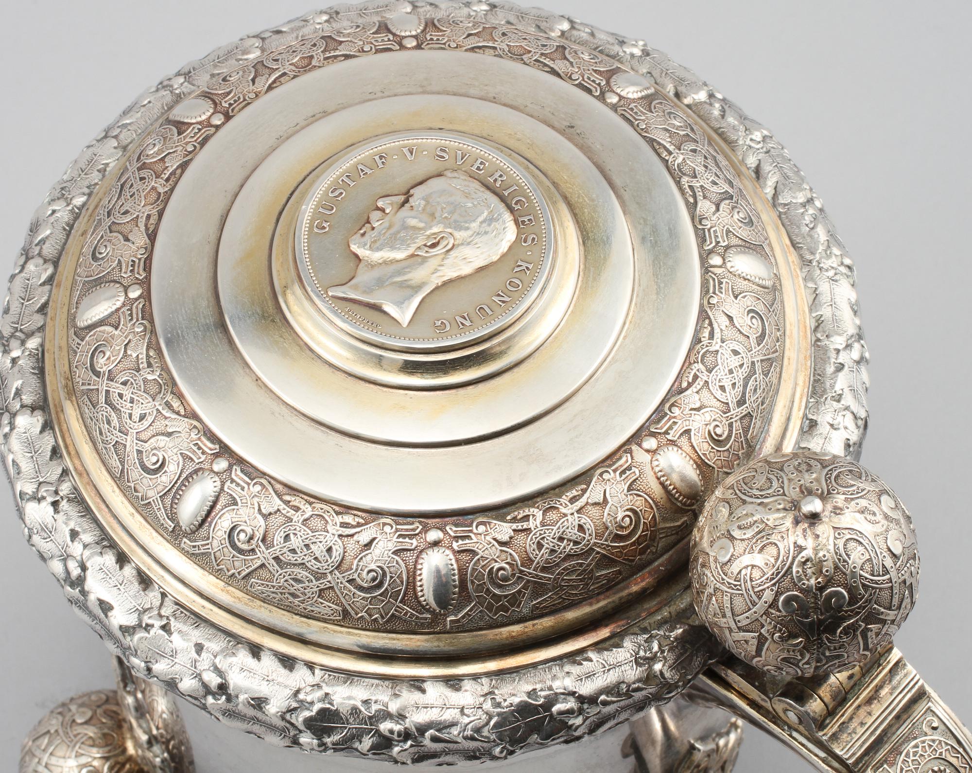 DRYCKESKANNA, silver, barockstil, GAB, Stockholm, 1939, vikt 810 gram.