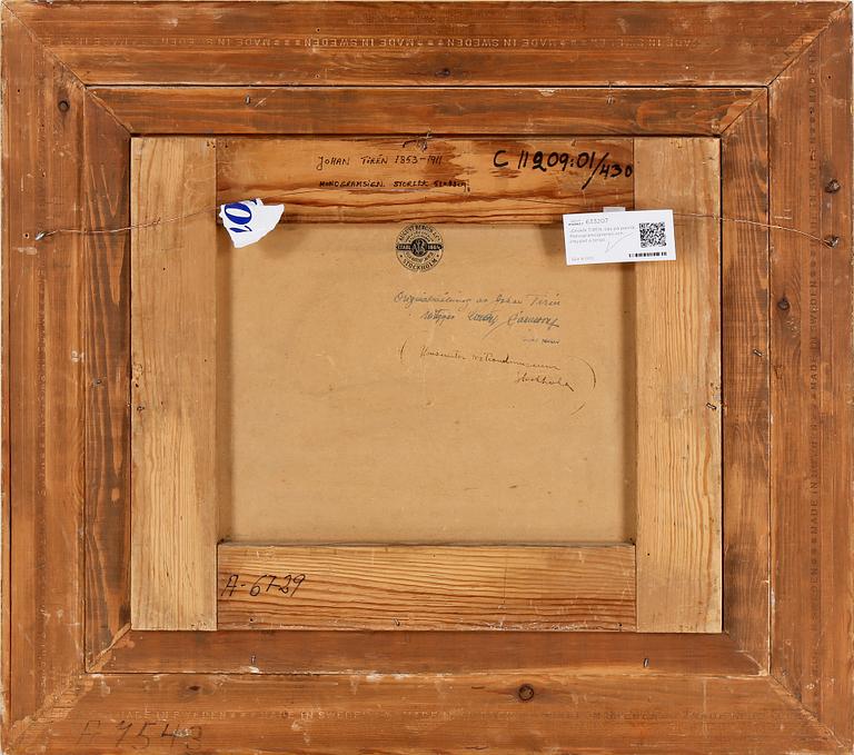 JOHAN TIRÈN, olja på papppannå, monogramsignerad och intygad a tergo.