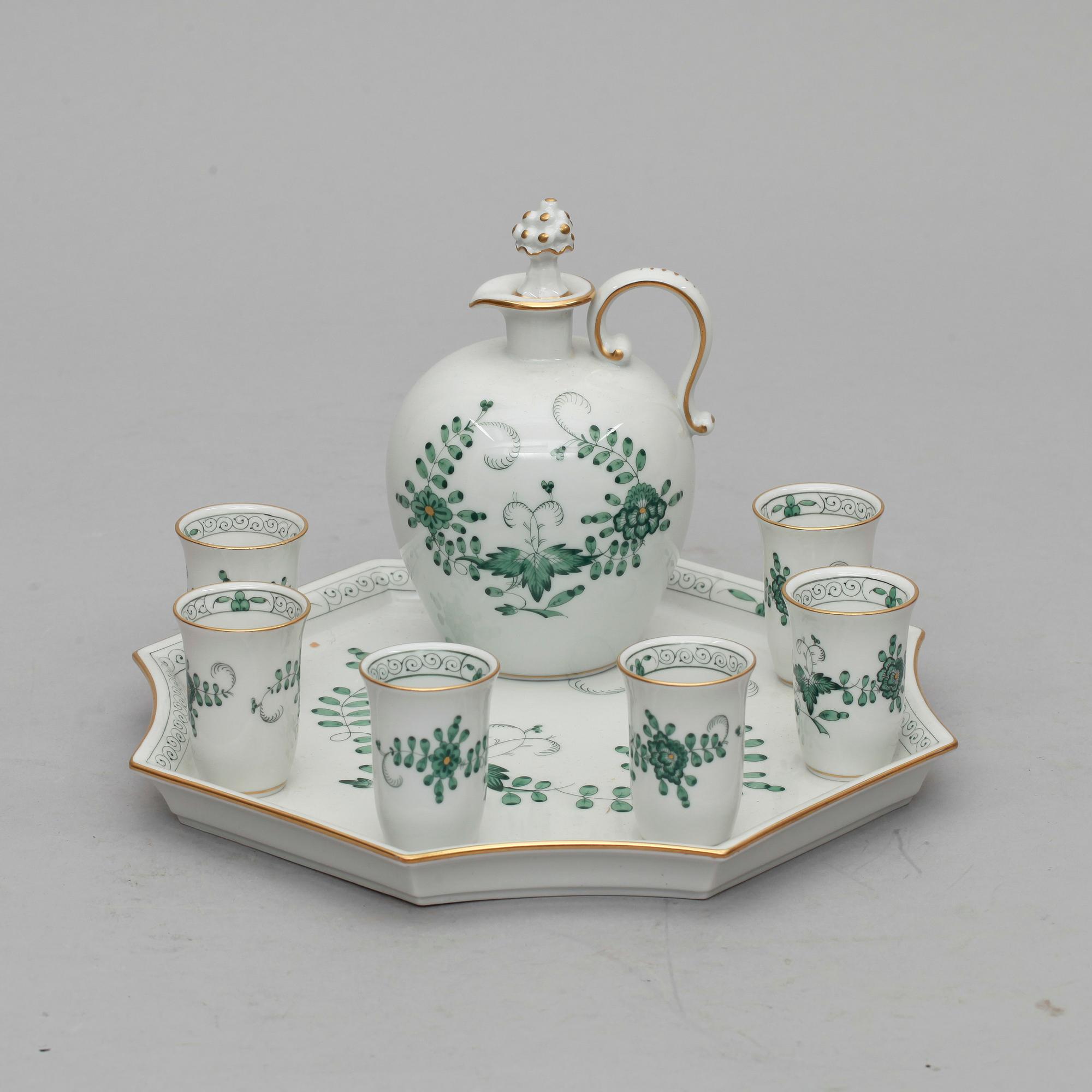 LIKÖRSERVIS, 8 delar, porslin, Meissen, 1900-tal.