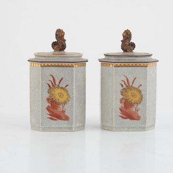 A pair of porcelain tea caddies, Royal Copenhagen, Denmark.