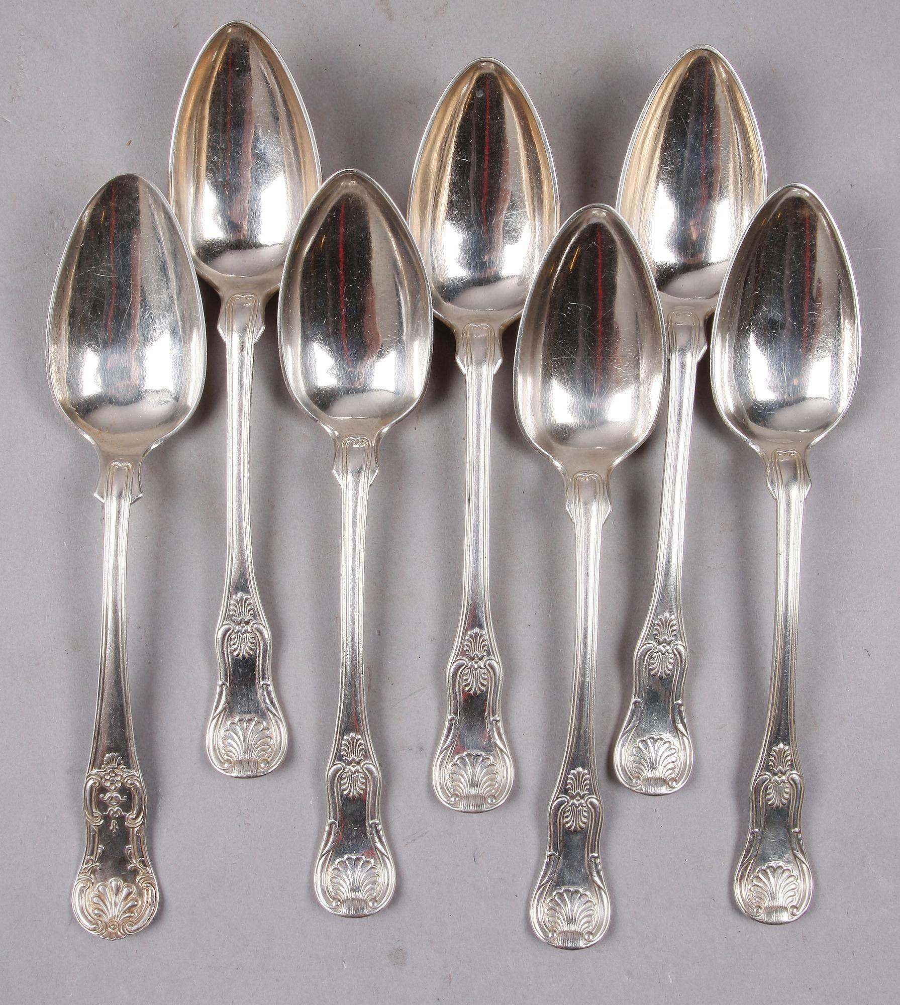 MATSKEDAR, 7 st, silver, mest Petter Nordmark, Stockholm 1836.