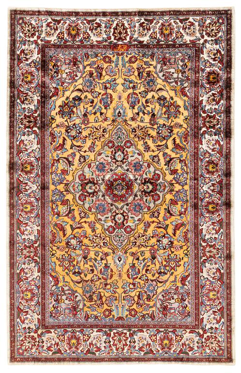 A semi-antique silk Souf Kashan, signed, c. 176 x 118 cm.