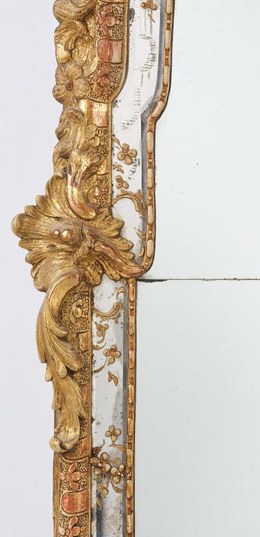 A rococo giltwood mirror attributed to N. Meunier (master in Stockholm 1754-97).