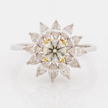 Brilliant and navette cut diamond ring.