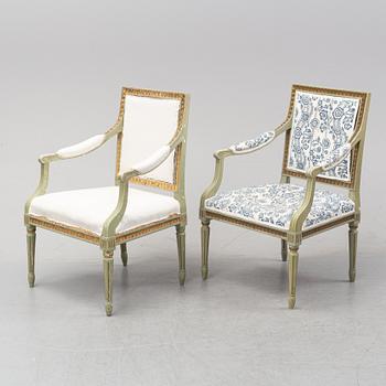SALONGSGRUPP, sammansatt, 6 delar, gustaviansk stil, 17- 18- och 1900-tal.