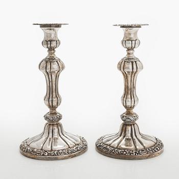 A pair of silver candelabras, a pair, Belgium 1831-1868.