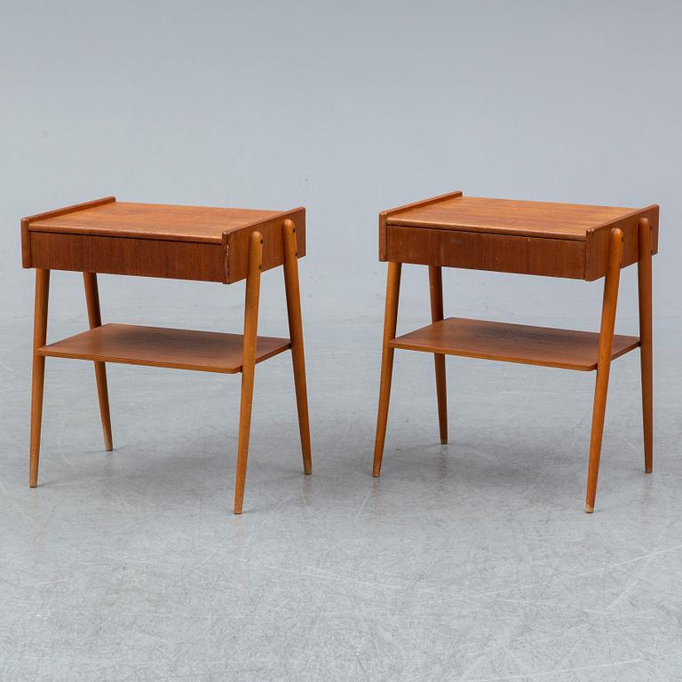 AB Carlström & Co Möbelfabrik, sängbord, ett par. Bjärnum 1960-tal.