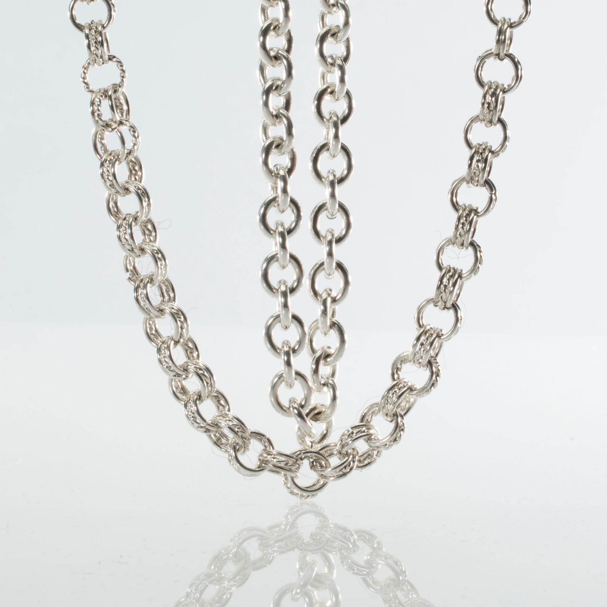 COLLIER, 2 st, Tiffany & Co, sterlingsilver. Totalvikt ca 124 g.
