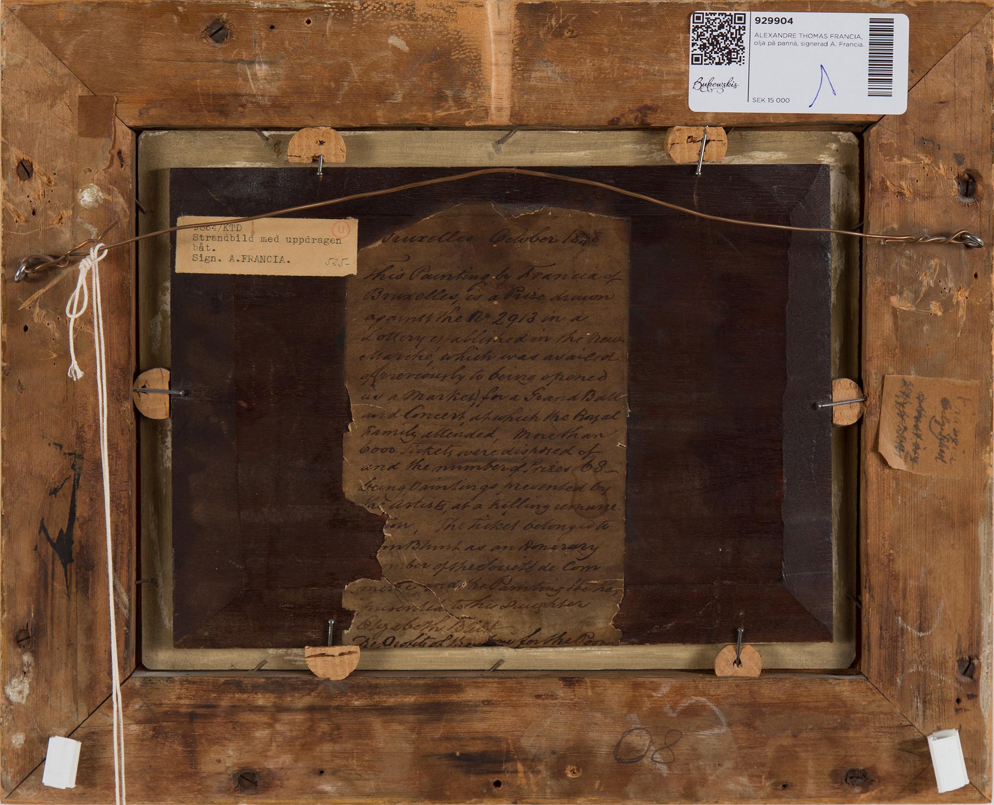 ALEXANDRE THOMAS FRANCIA, olja på pannå, signerad A. Francia.