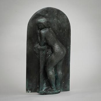 GERHARD HENNING, väggskulptur, patinerad brons, sign.