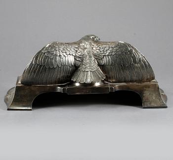 SKRIVBORDSUPPSATS, 3 delar, vitmetall, WMF, jugend, tidigt 1900-tal.