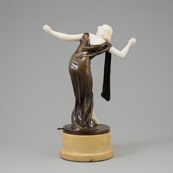 Unknown artist, a 20th century sculpture "Dancer with castanets", patinated bronze on marble bace, signed Blancz.