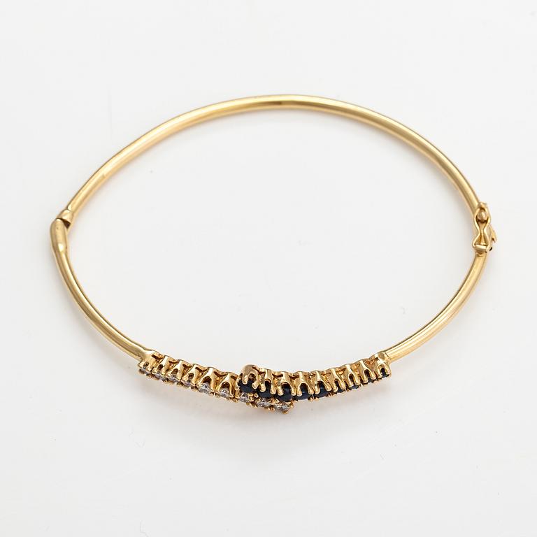 Armband, 14K guld, safirer och diamanter ca. 0.44 ct tot.