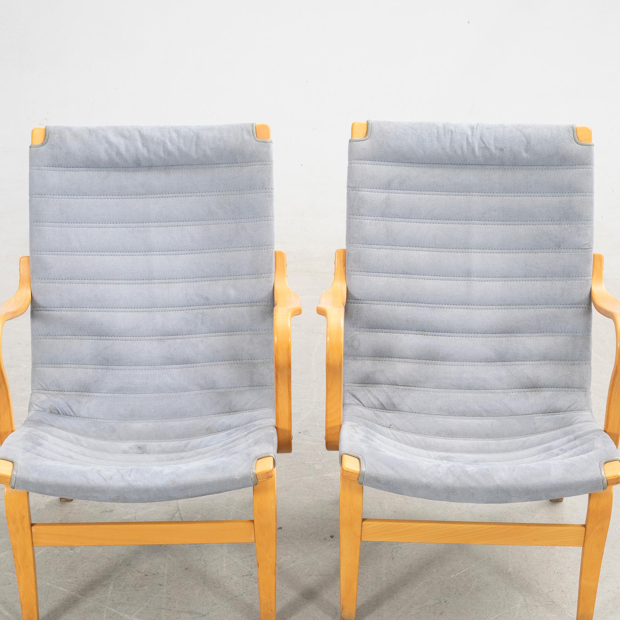 Bruno Mathsson, fåtöljer, ett par, "Eva", DUX, 1900-talets slut.