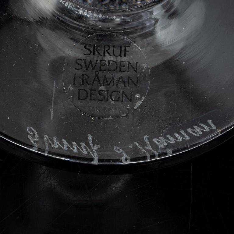Ingegerd Råman, vinglas, "Bellman", 14 + 6 st, Skrufs Glasbruk, signerade.