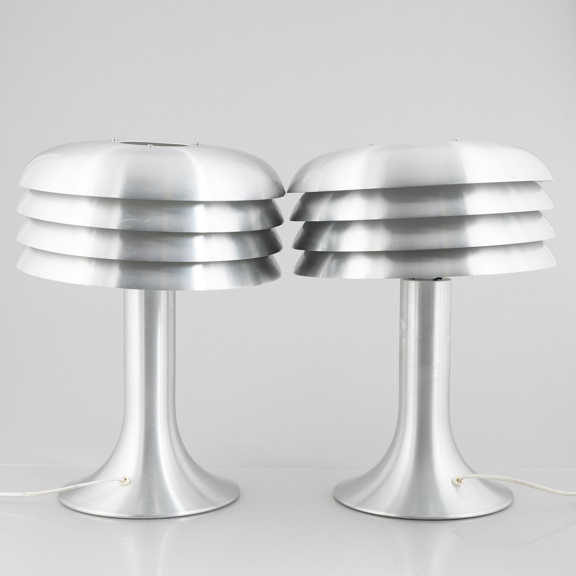 Hans-Agne Jakobsson, a pair of model BN-26 table lamps, Markaryd, Sweden, end of the 20th century.