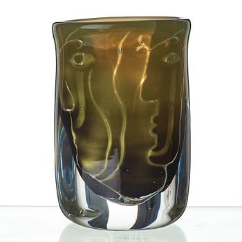 Ingeborg Lundin, An Ingeborg Lundin ariel vase 'Faces', Orrefors, Sweden 1974.